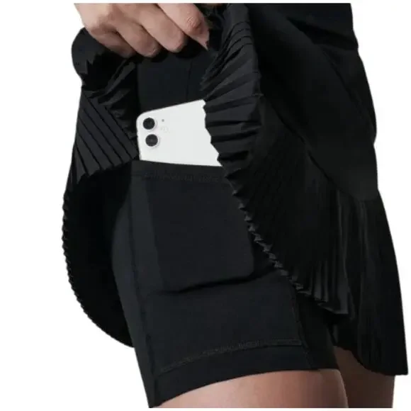 Spanx Yes Pleats Skort Womens Black Athletic Skirt Size 1x Pleated Shorts Liner - Picture 11 of 13